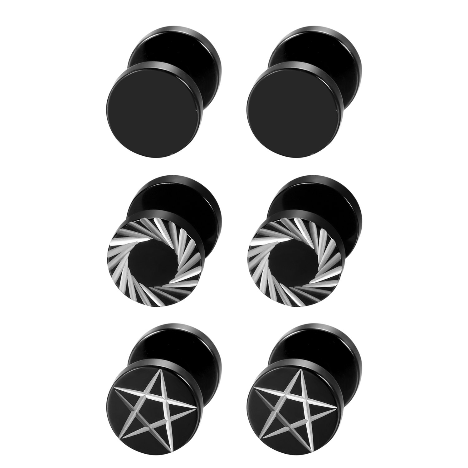Body Jewelry Ear Gauges - 2 шт./6 шт., черные мужские и