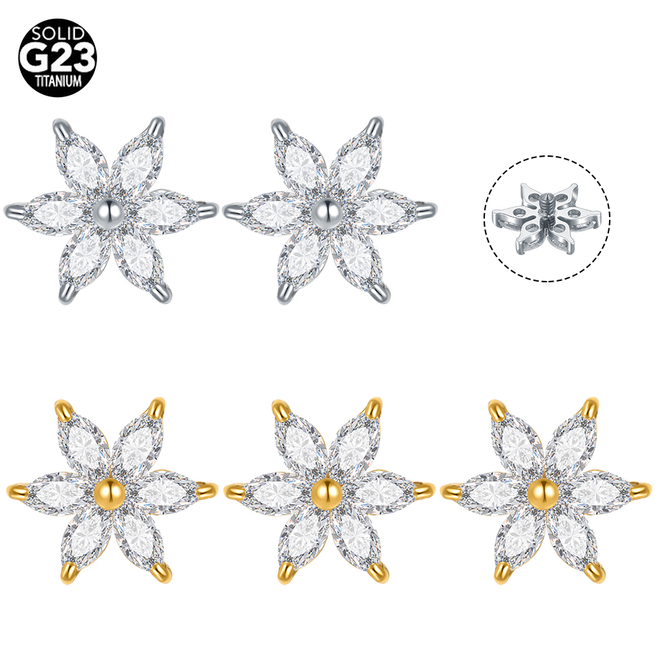 Dermal Anchor Top - 1/5 шт. титановый кристалл цветок кожаный