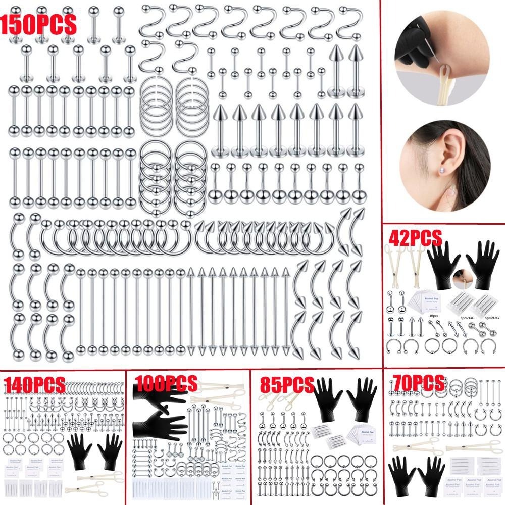 Body Jewelry Hoops - Набор для пирсинга 150/140/85/70/42 предмета: ювелирные
