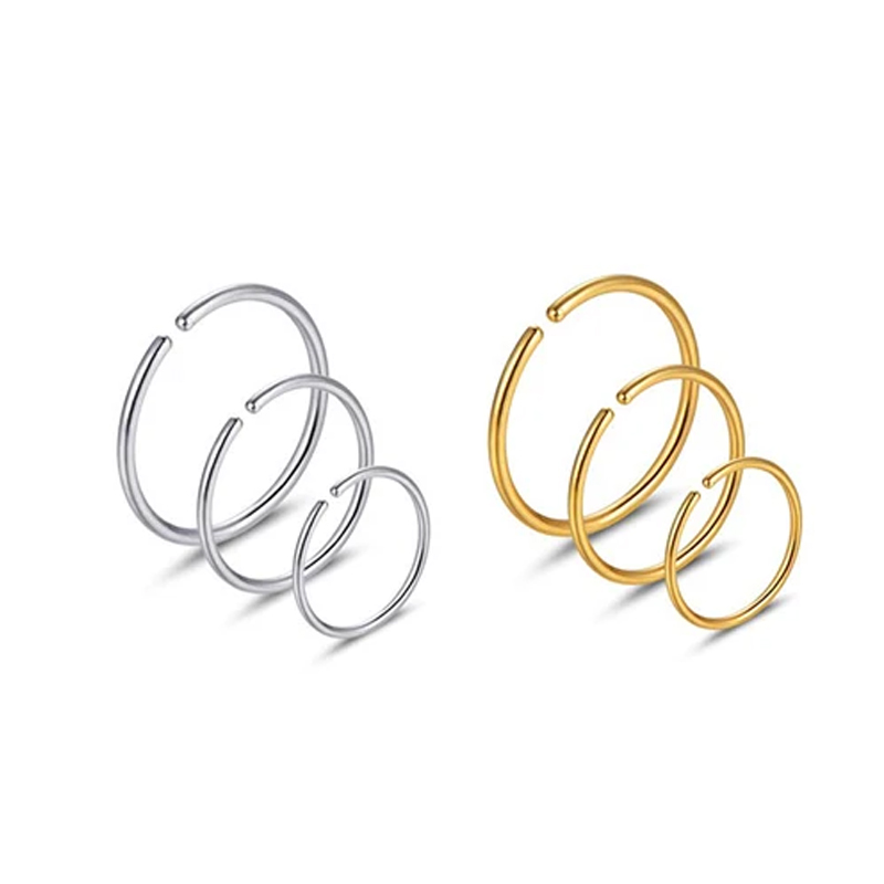 Body Jewelry Hoops - Набор из 6 гипоаллергенных колец для