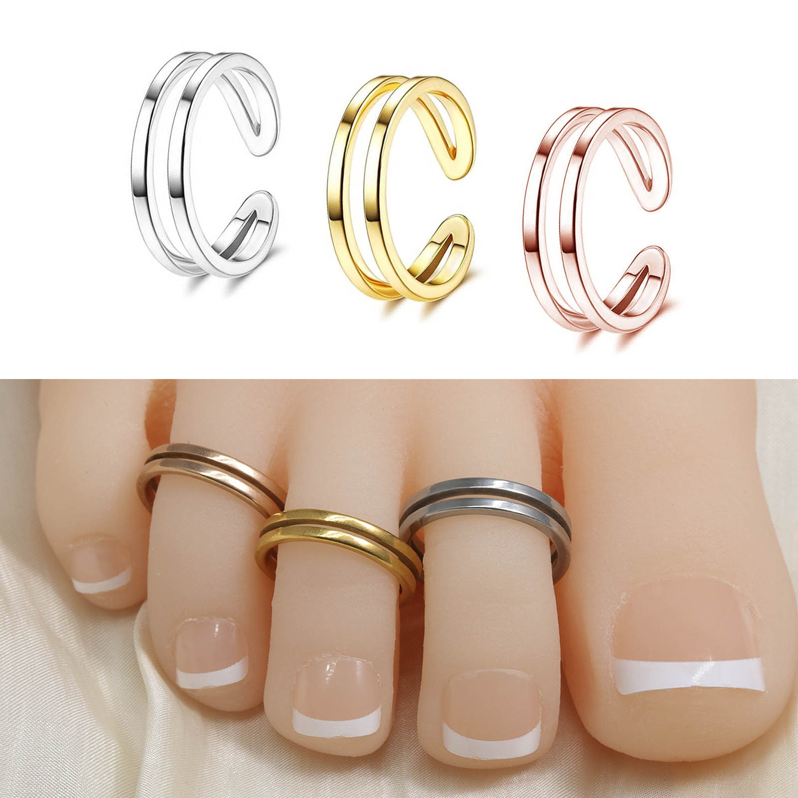 Body Jewelry Hoops - Регулируемое двойное кольцо для пальцев ног