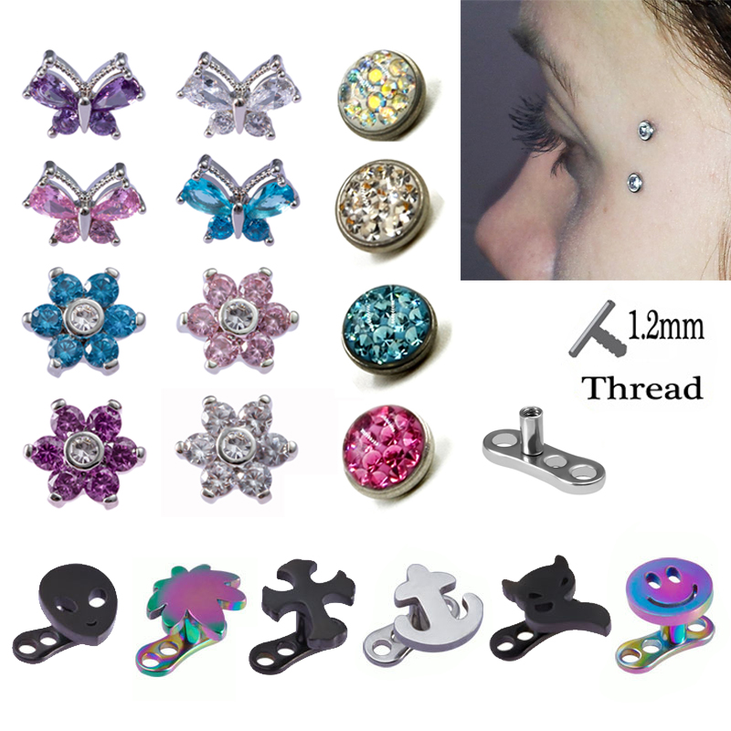 Dermal Anchor Top - 1 шт., кольцо с кожаным якорем,