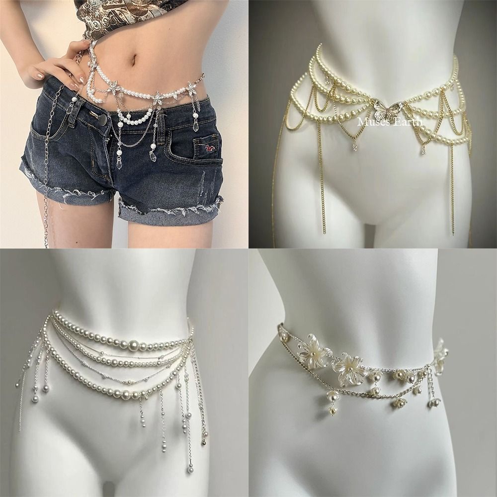 Body Jewelry By The Chain Gang - Модные элегантные жемчужные поясные цепочки, аксессуар