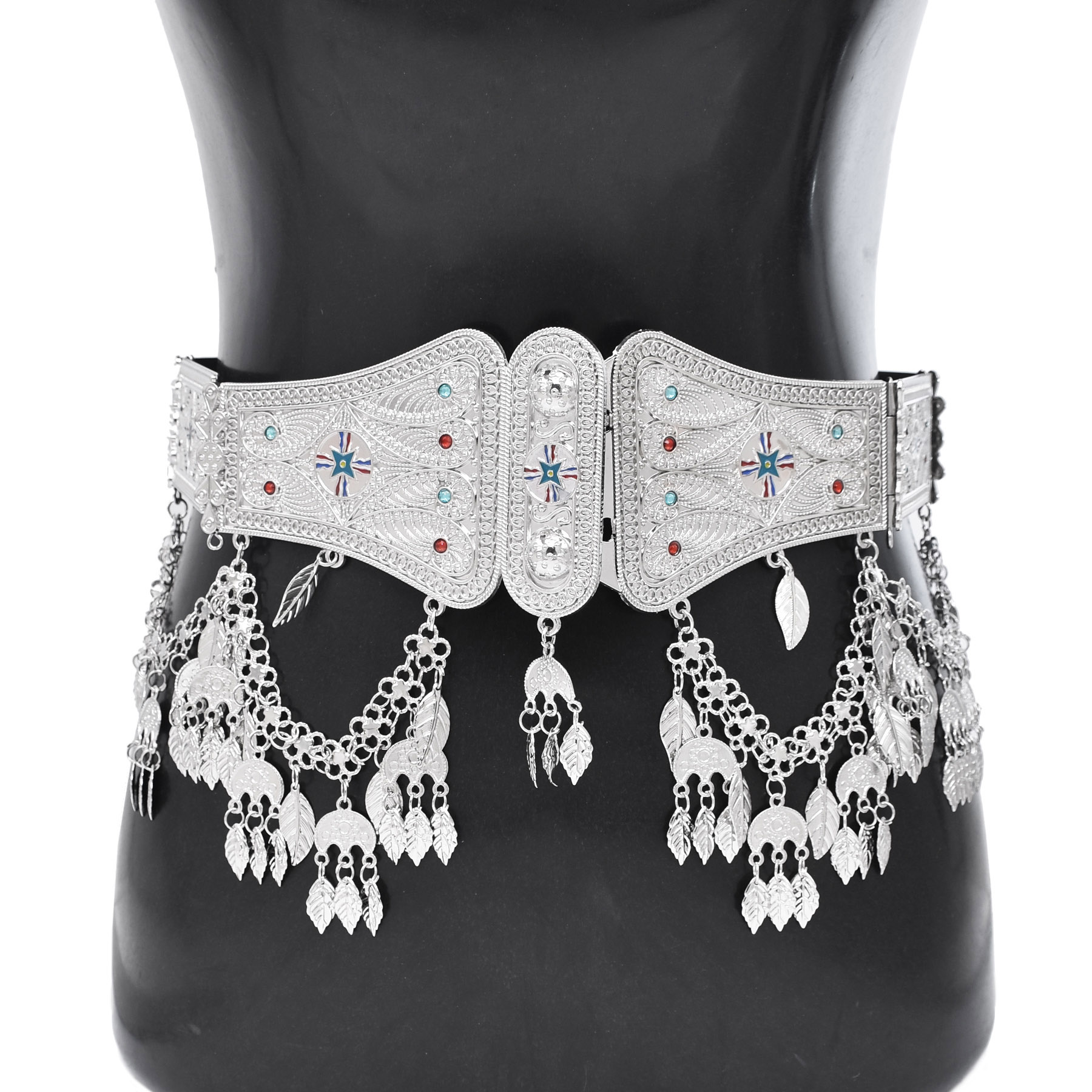 Body Jewelry Indian - Посеребренный марокканский кафтан, ремень, искусственная кисточка,